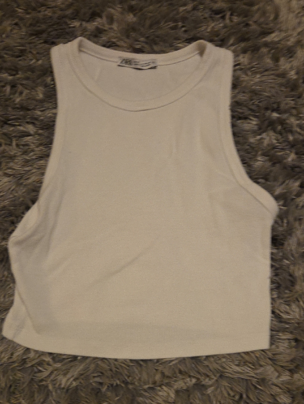 Zara Cream Ribbed Crop Tank Top